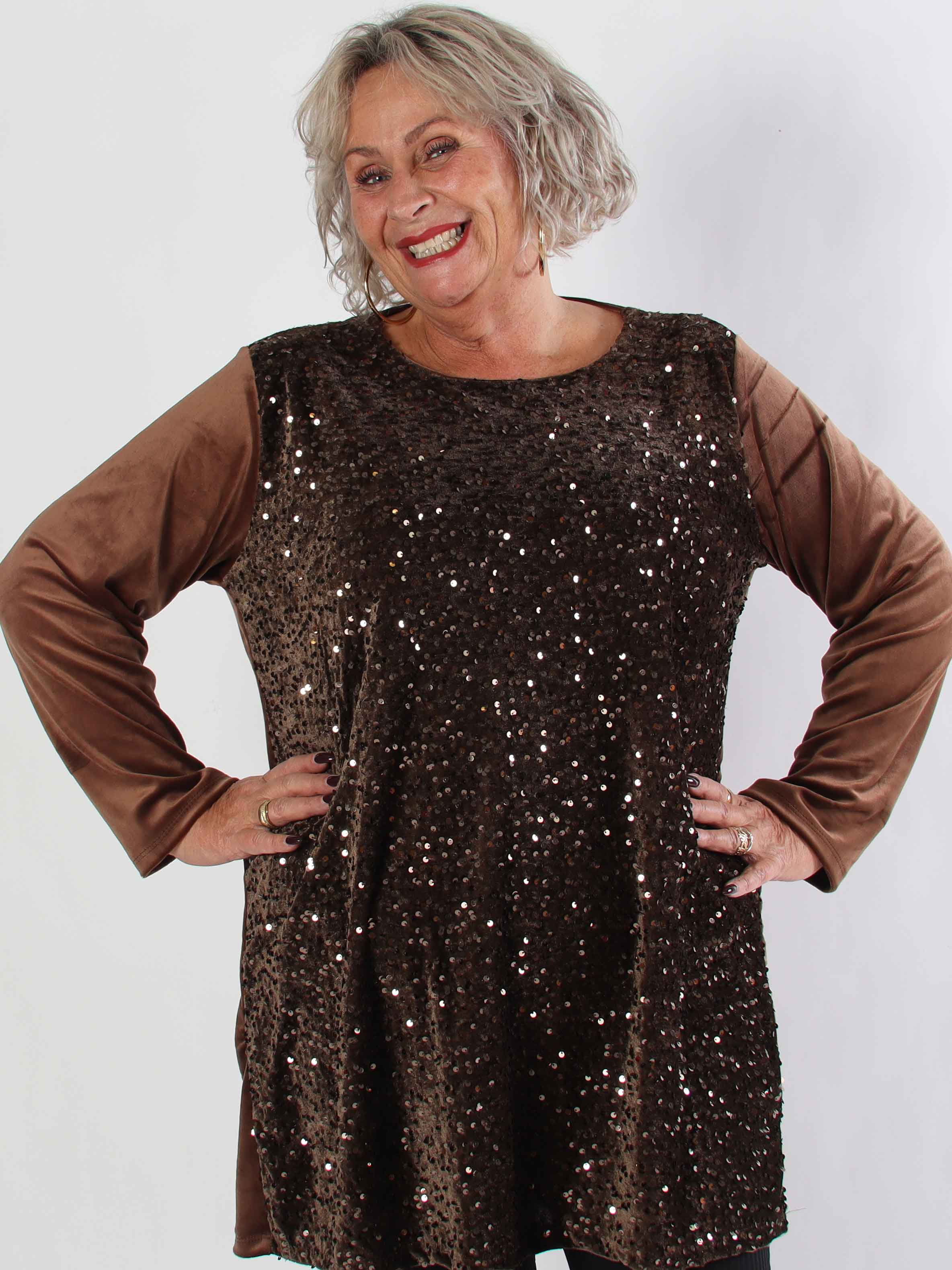 Eumonia - Blød plus size tunikakjole med pailletter